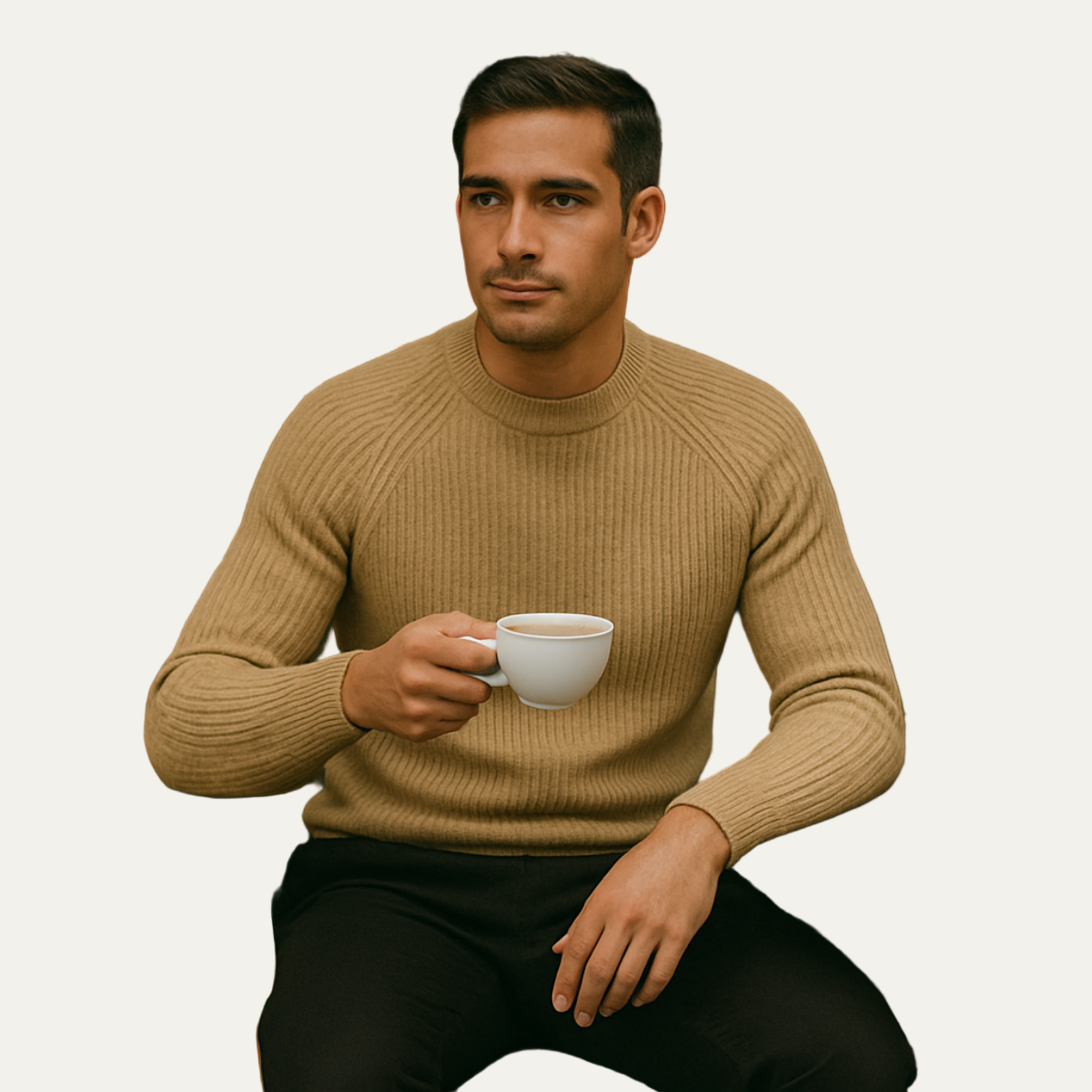 Men's Crew Neck Thick Cable Knit Jumper Sweater