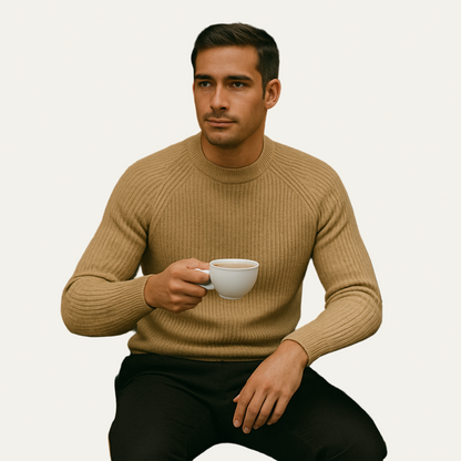 Men's Crew Neck Thick Cable Knit Jumper Sweater