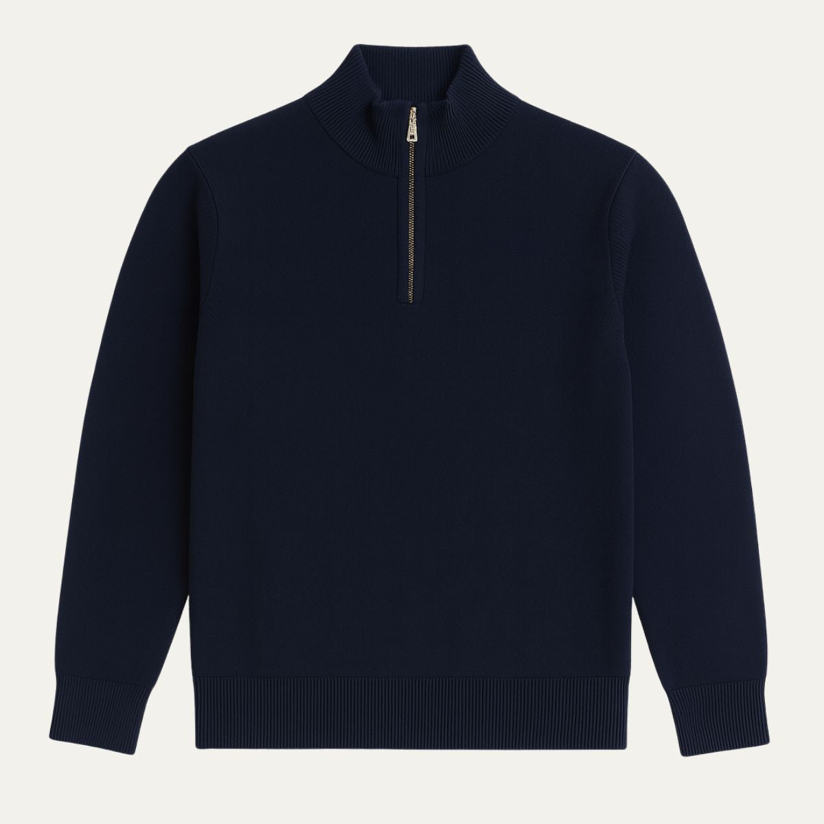 Classic Navy Blue Mens Half Zip Sweater - OutfitLondon