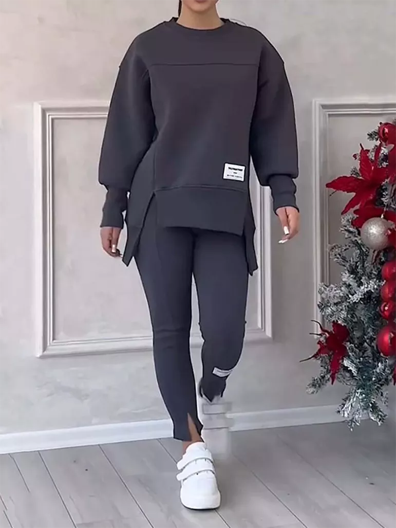 Cozy Ladies Patchwork Jumper and Legging Set