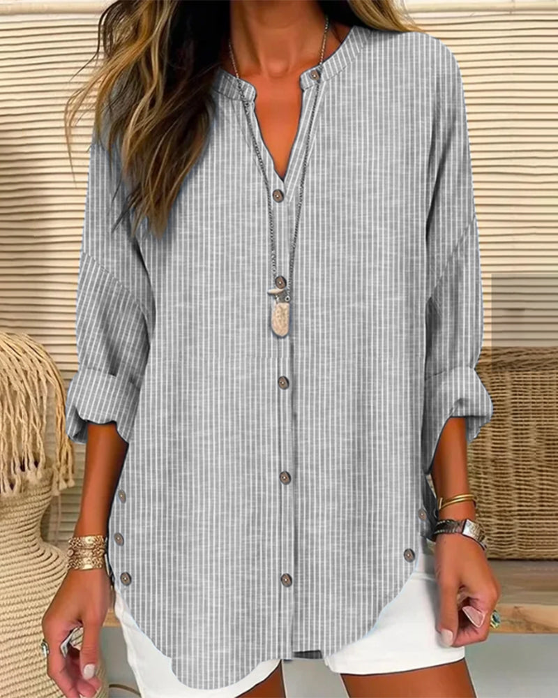 Relaxed Fit Women's Long Sleeve Casual Button Down Shirt