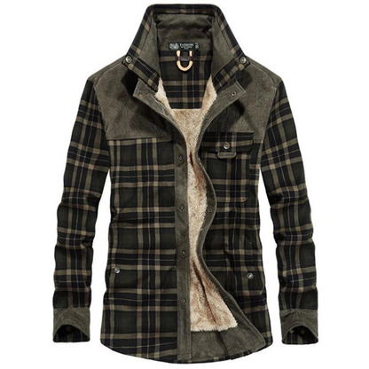 Warm Insulated Plaid Coat for Men