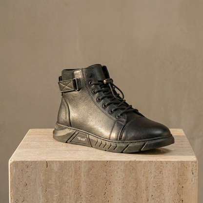 Comfortable Tall Leather Ankle Boots with Zipper