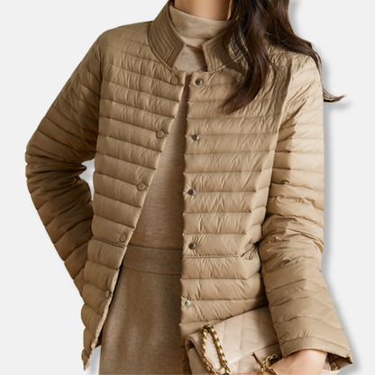 Tailored Padded Coat | Fitted High Neck Jacket