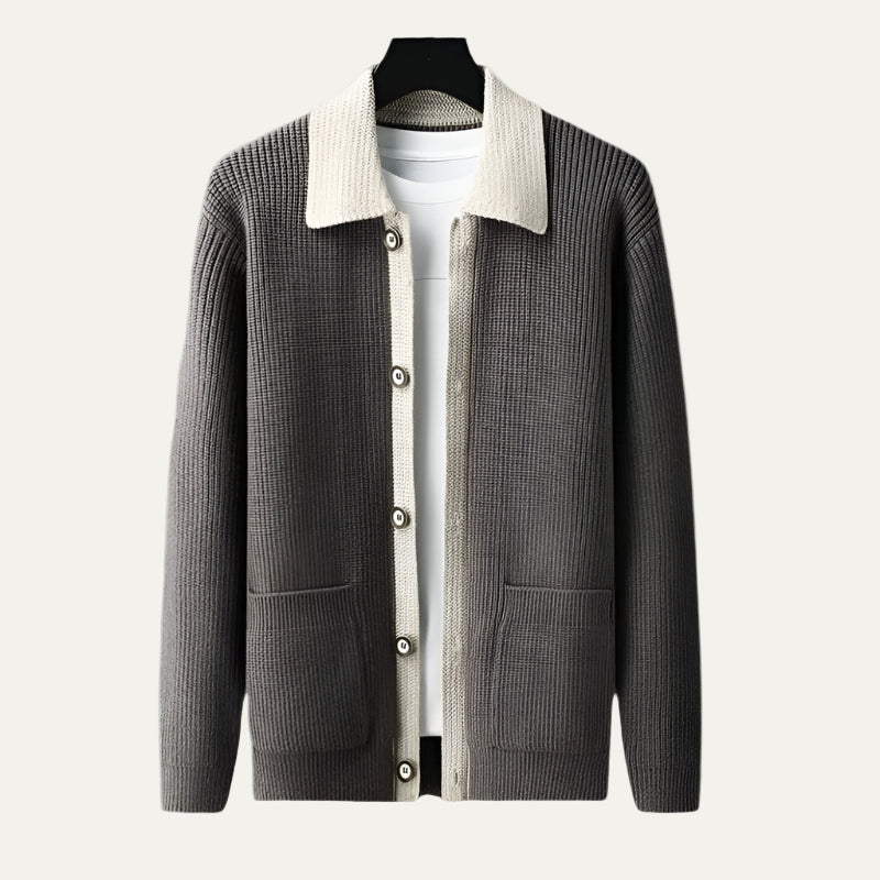 Men's Colorblock Button Cardigan Sweater