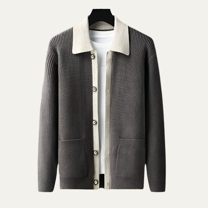 Men's Colorblock Button Cardigan Sweater