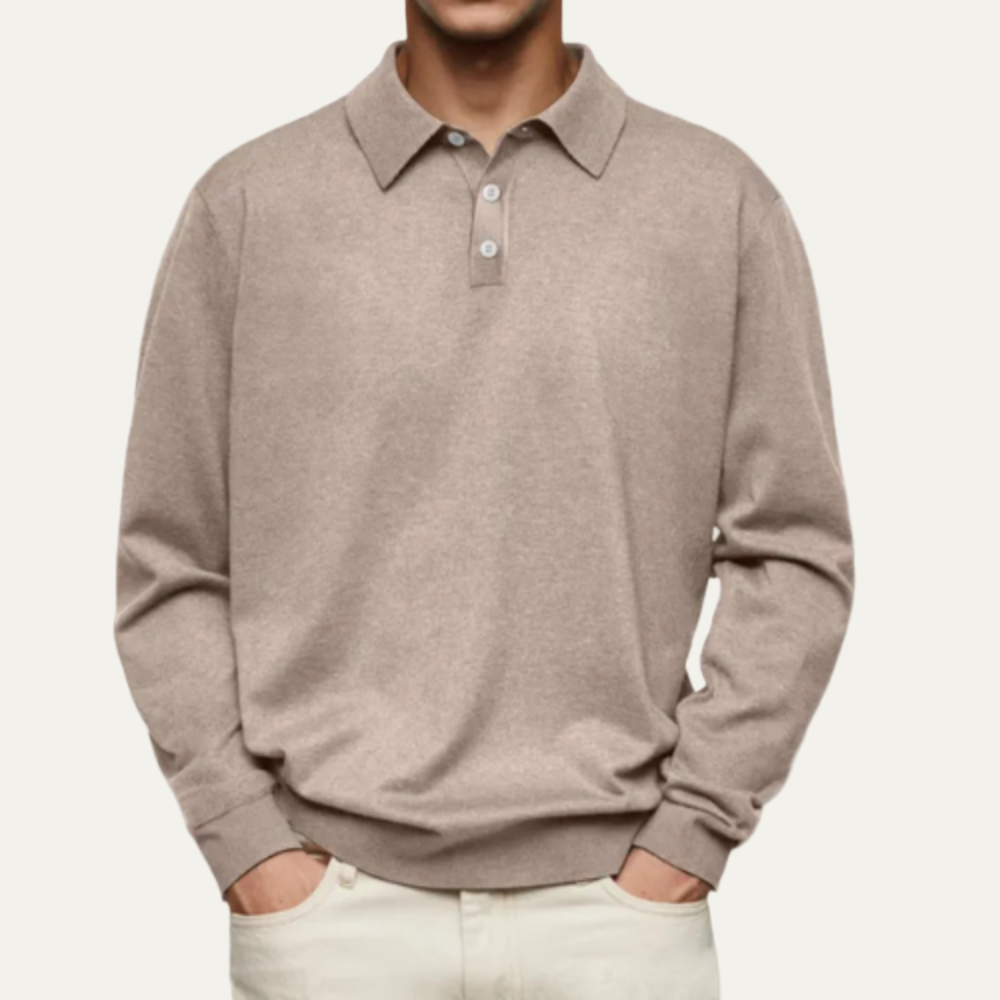 Classic Fit Knit Polo Sweater for Men