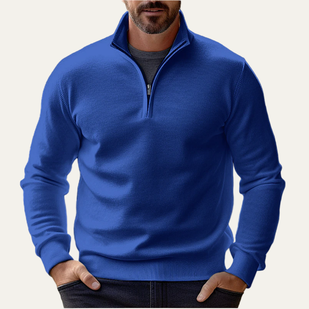 Men's Casual Quarter Zip Knit Sweater