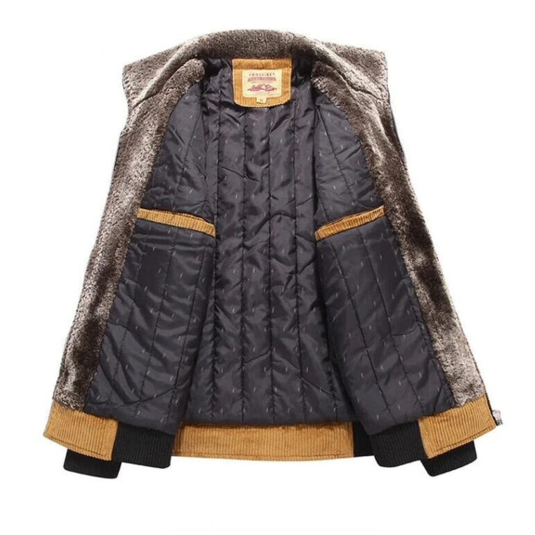 Soft Men's Textured Bomber Jacket with Fleece Collar