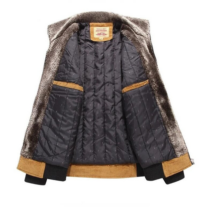 Soft Men's Textured Bomber Jacket with Fleece Collar