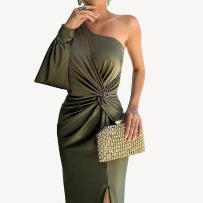 Luxury Ladies Silk Off Shoulder Gown