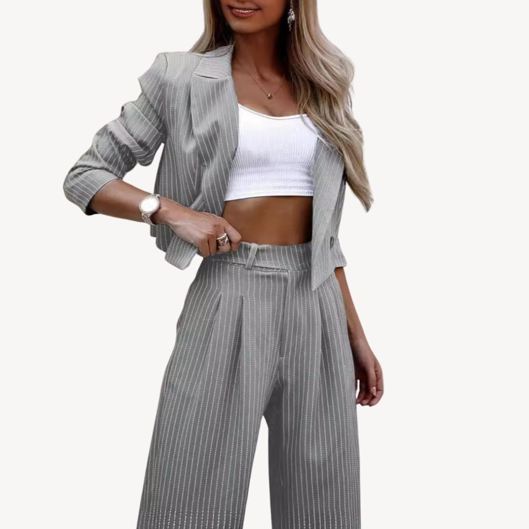 Patterned Trim Fit Pantsuit for Women