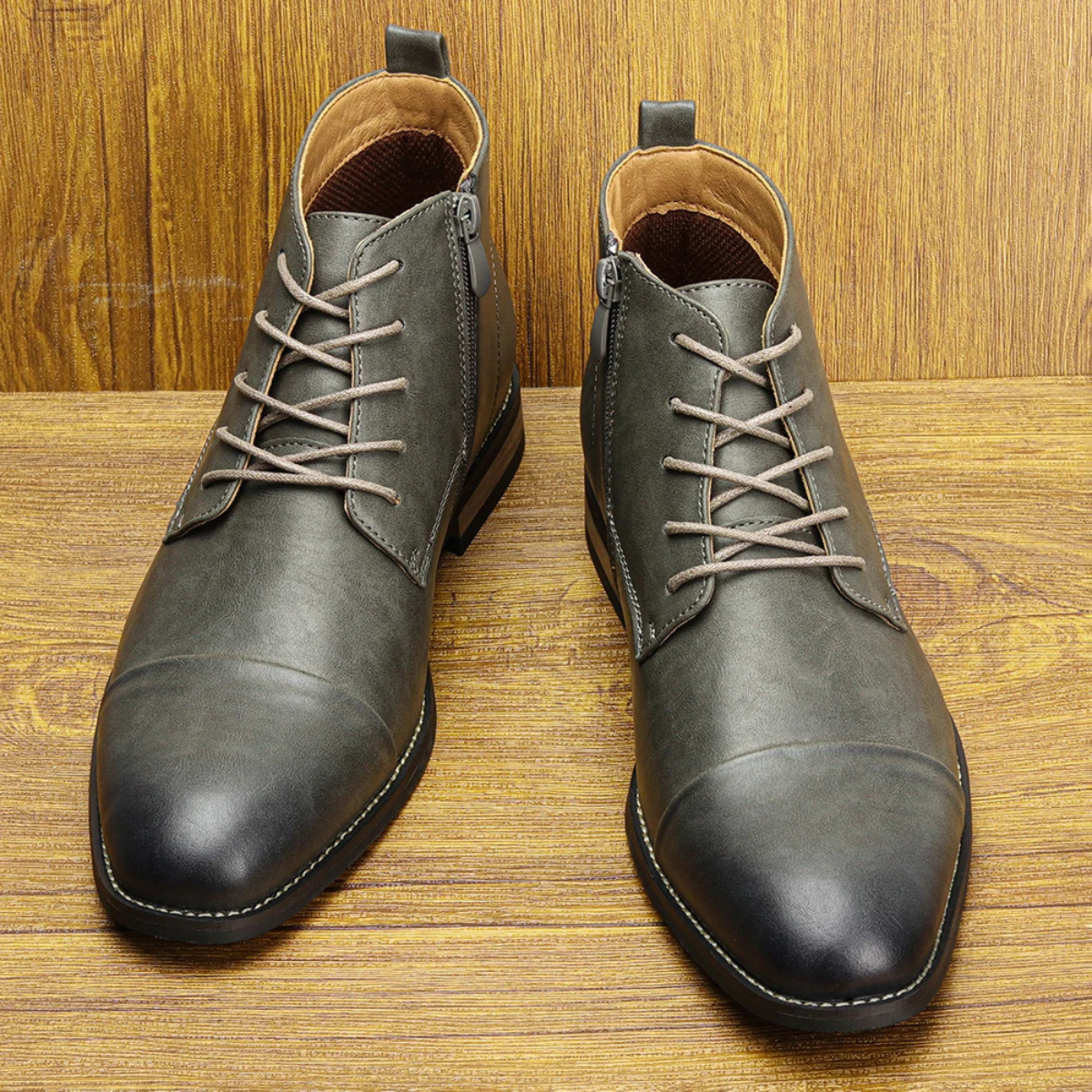 Stylish Men's Leather Zip Up Ankle Boots