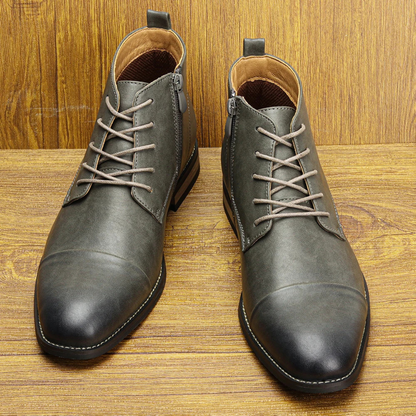 Stylish Men's Leather Zip Up Ankle Boots