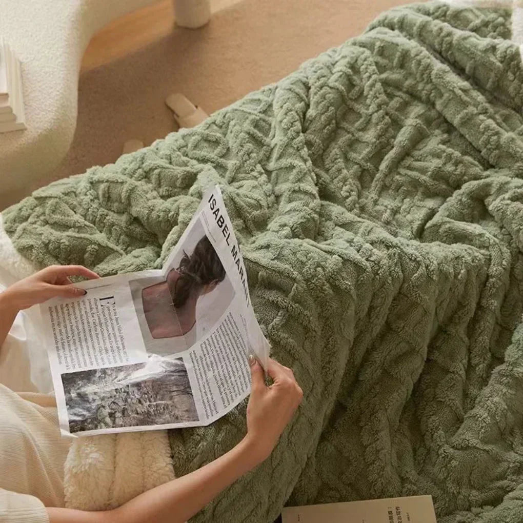 Plush Heavyweight Wool Throw Blanket
