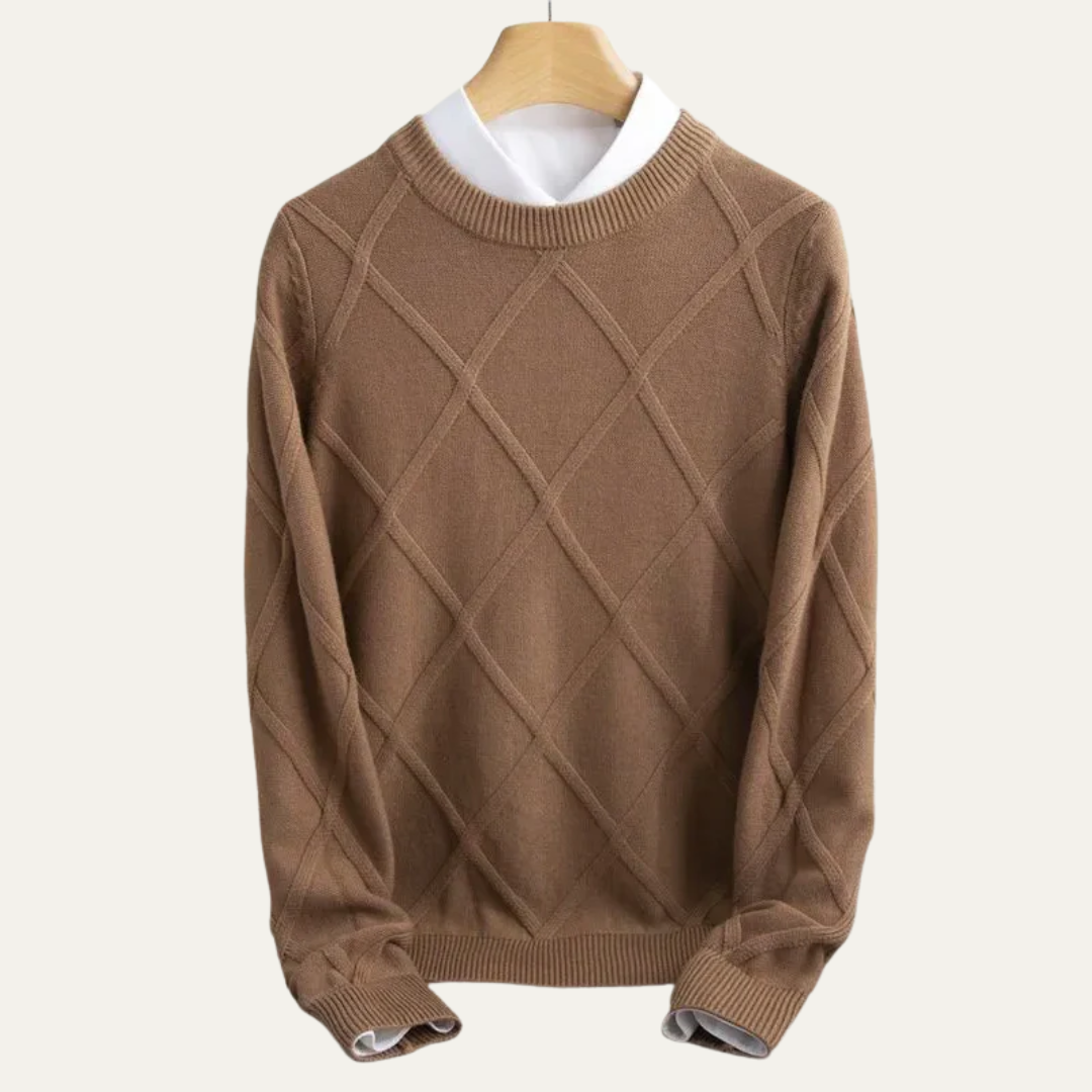 Classic Patterned Crew Neck Knit Sweater