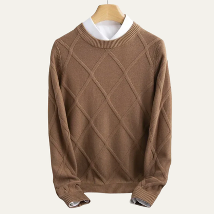 Classic Patterned Crew Neck Knit Sweater
