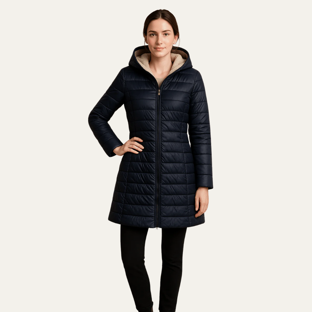 Warm Insulated Mid Length Puffer Jacket