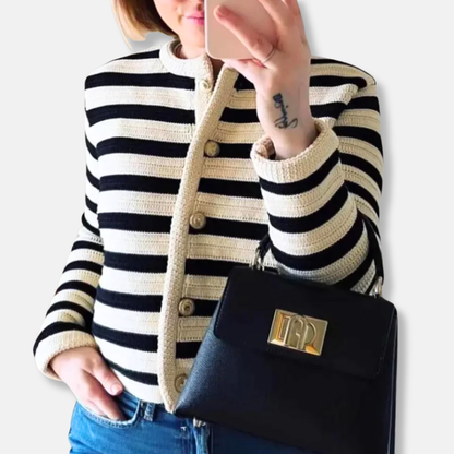 Timeless Striped Crew Neck Cardigan