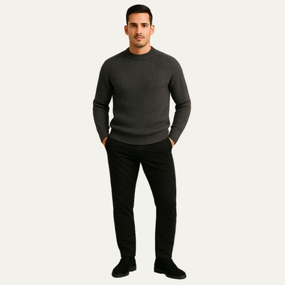 Men's Crew Neck Thick Cable Knit Jumper Sweater
