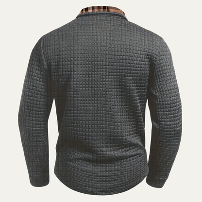Classic Men's Relaxed Fit Waffle Polo Sweater