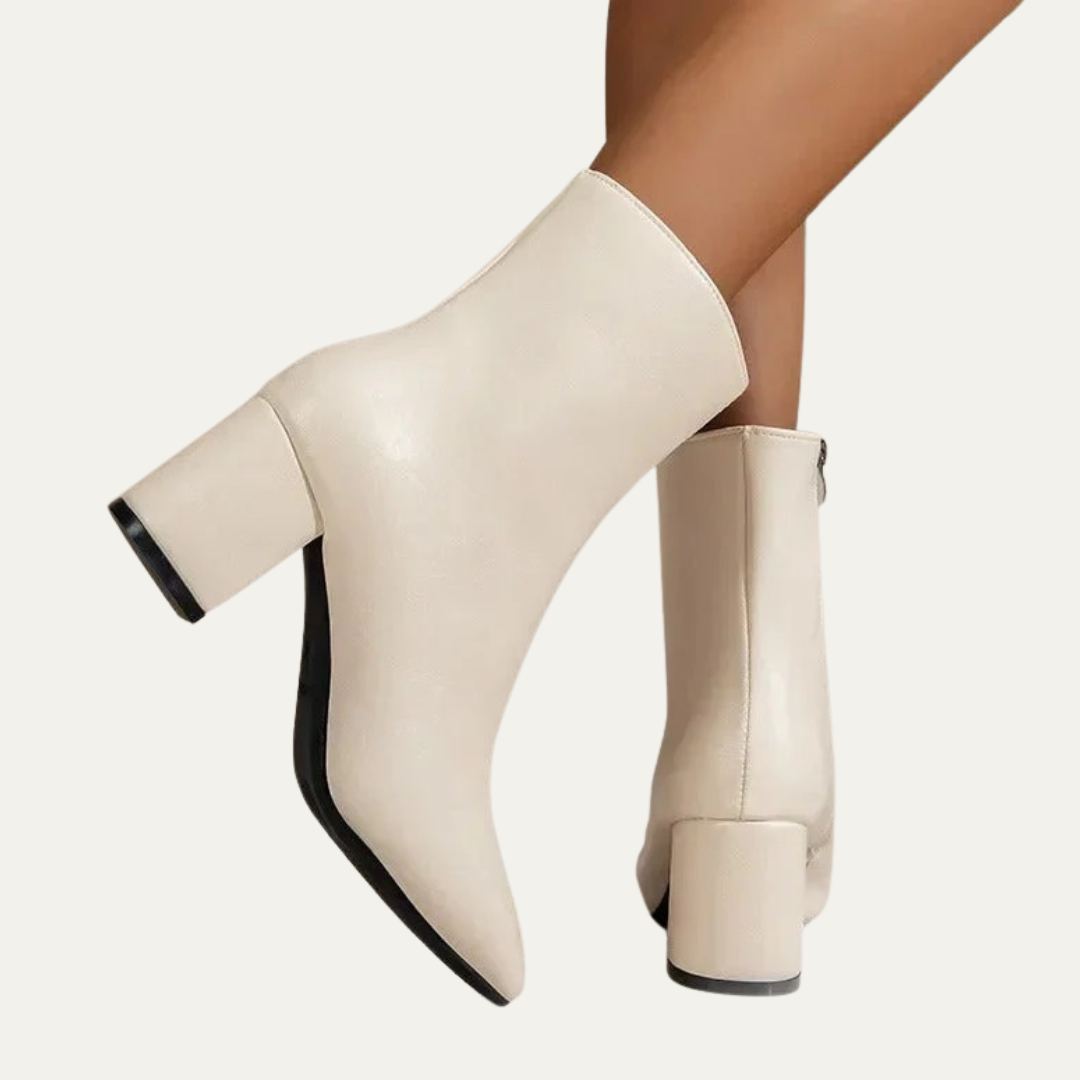 Glossy Black Heel Ankle Boots