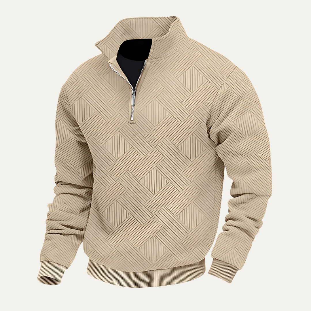 Men's Patterned Fleece Quarter Zip Sweater