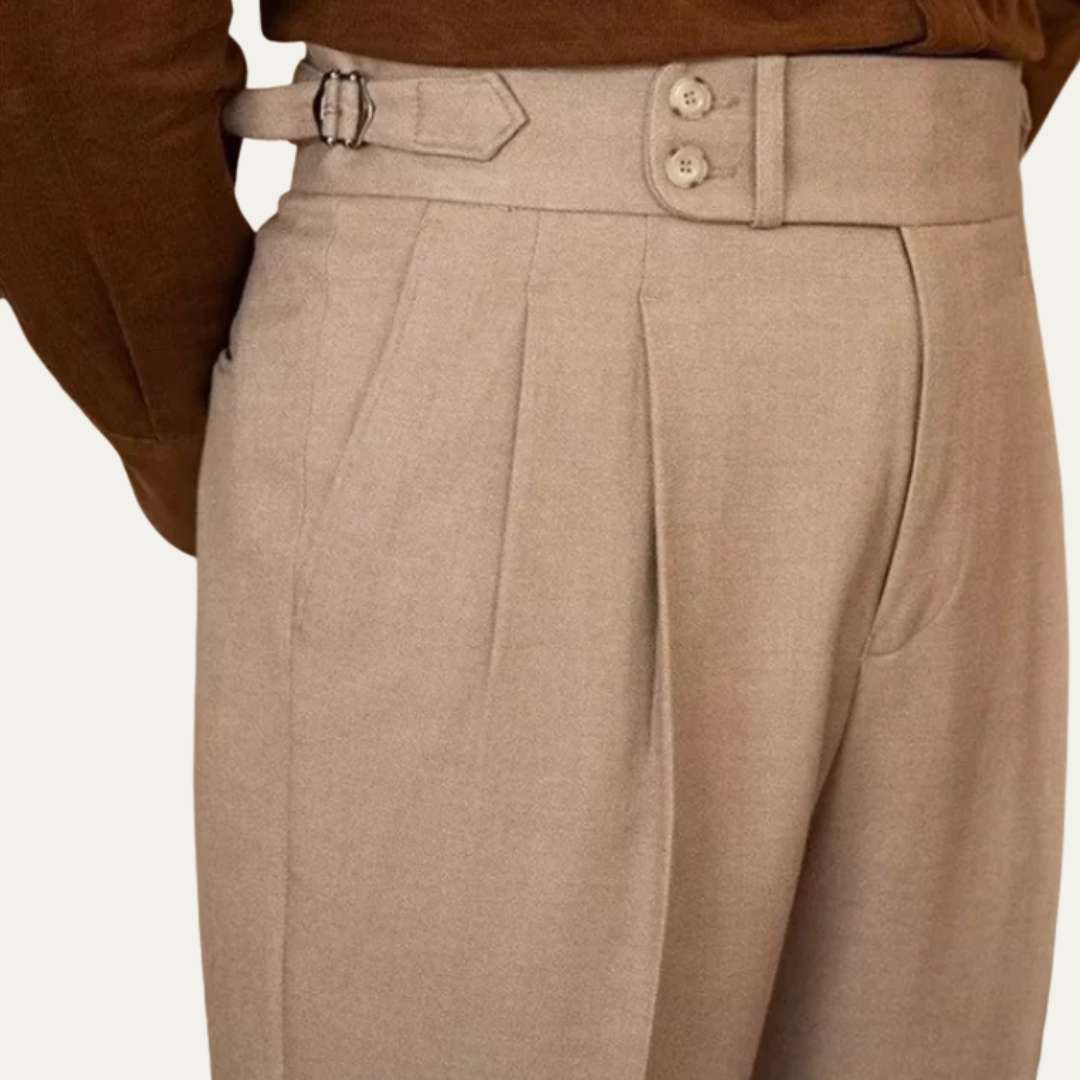 Classic Fit Pleated Cuffed Men's Pants - OutfitLondon