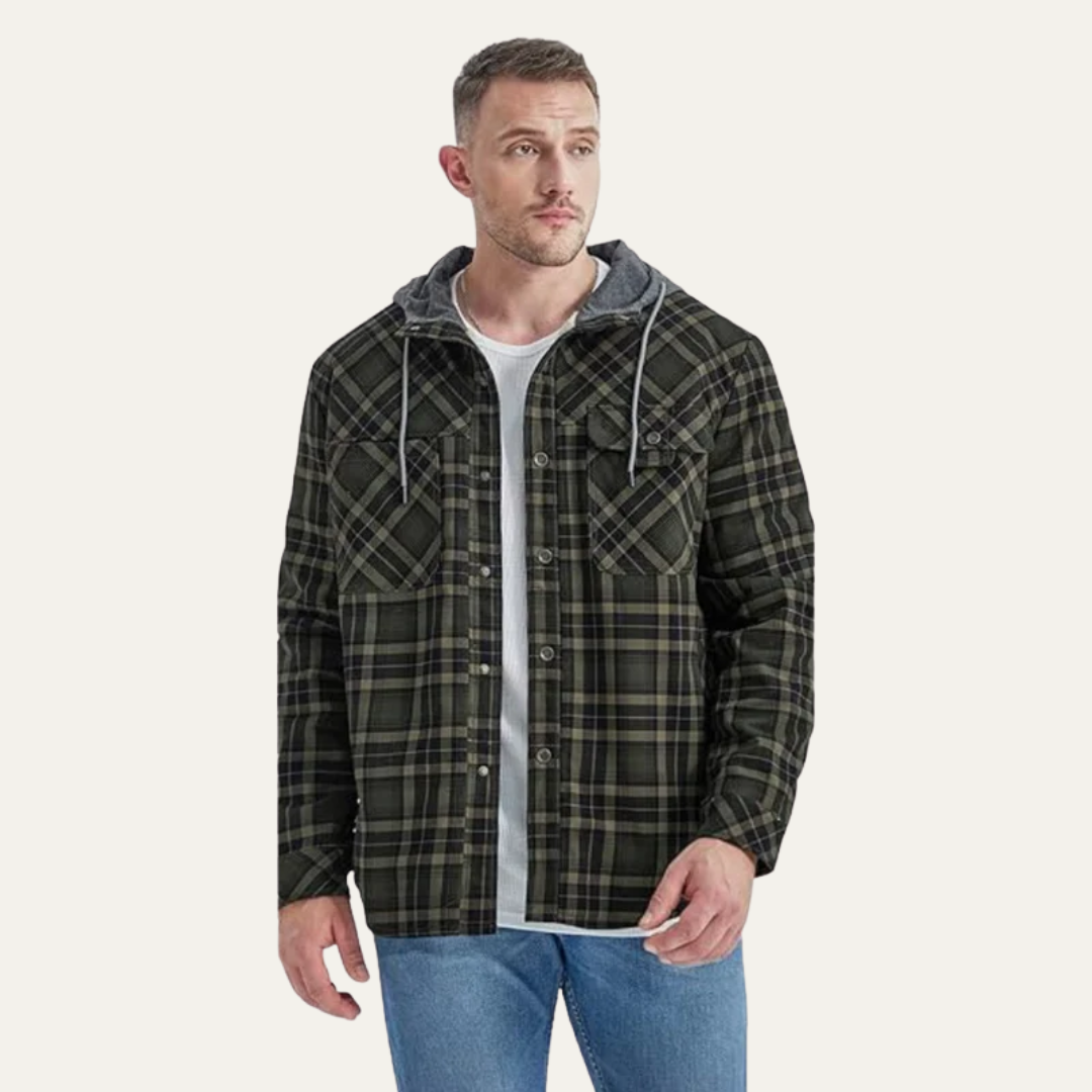 Warm Plaid Hoodie Flannel Jacket for Men