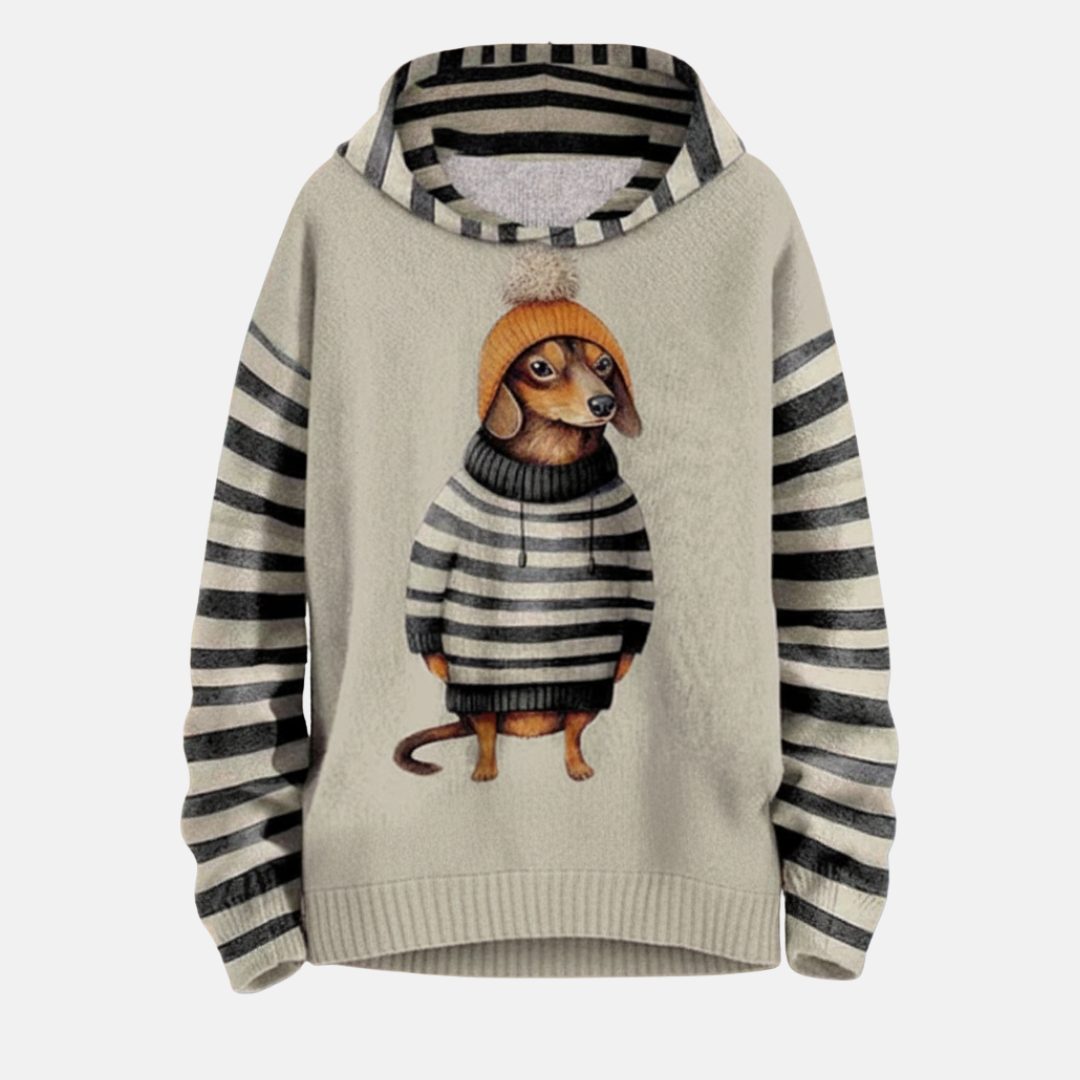 Casual Women's Hoodie with Fun Dog Graphic