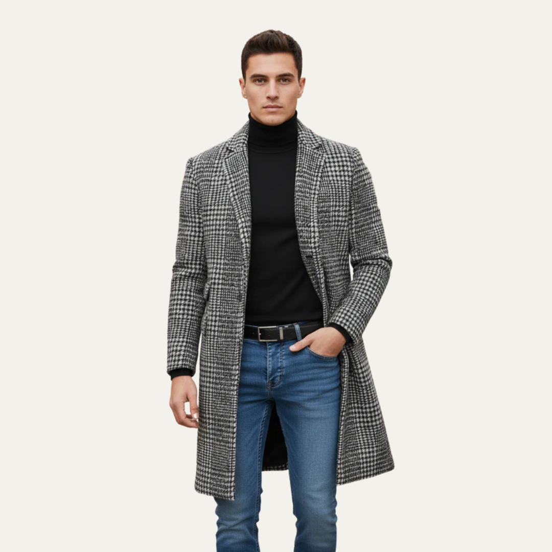 Warm Plaid Overcoat for Men - OutfitLondon