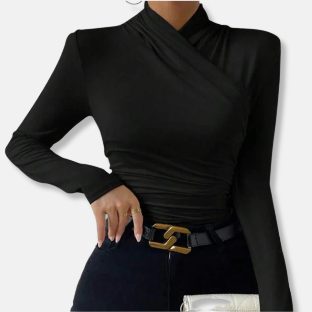 Comfortable Ruffled Neck Long Sleeve Women's Blouse