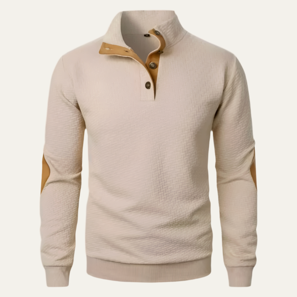 Men's Crew Neck Wool Sweater with Color Block Design