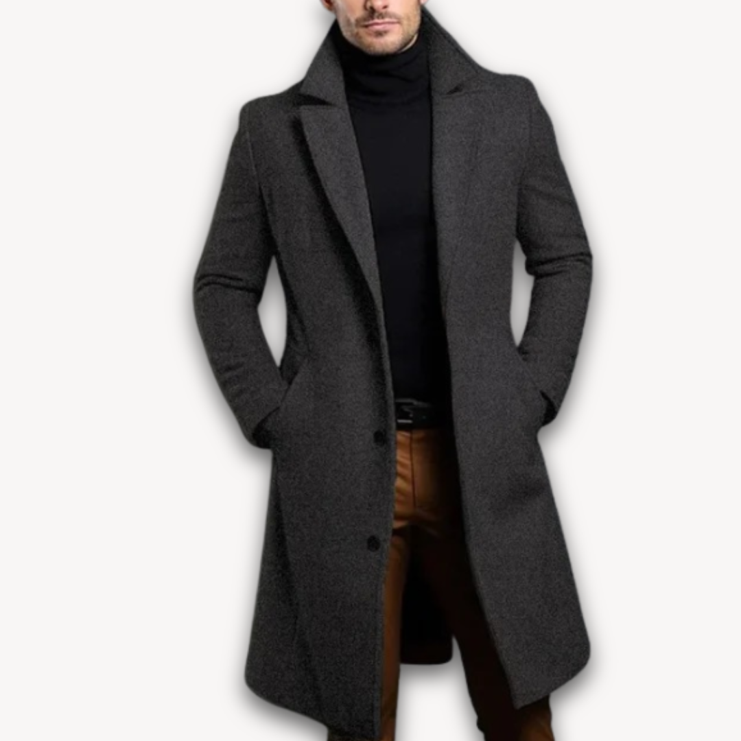 Classic Mens Black Winter Coat Slim Fit