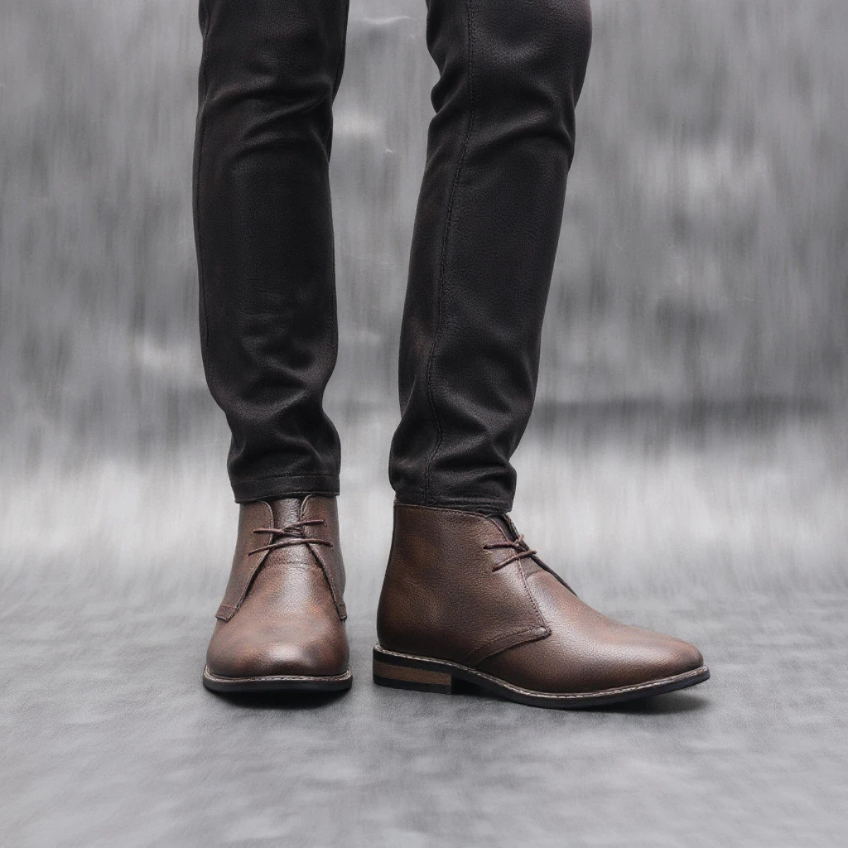 Rustic Men's Classic Brown Leather Ankle Boots