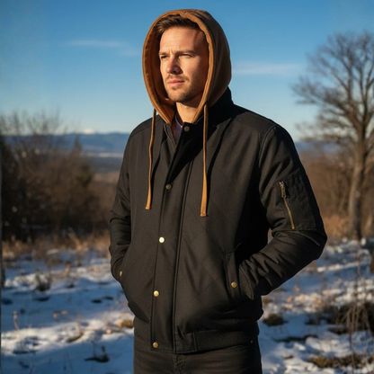 Warm Mens Fleece Hooded Winter Jacket