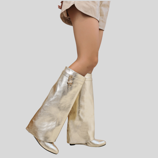 Shiny Leather Ankle Boots - OutfitLondon
