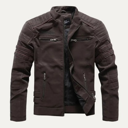 Slim Fit Biker Leather Zip Jacket