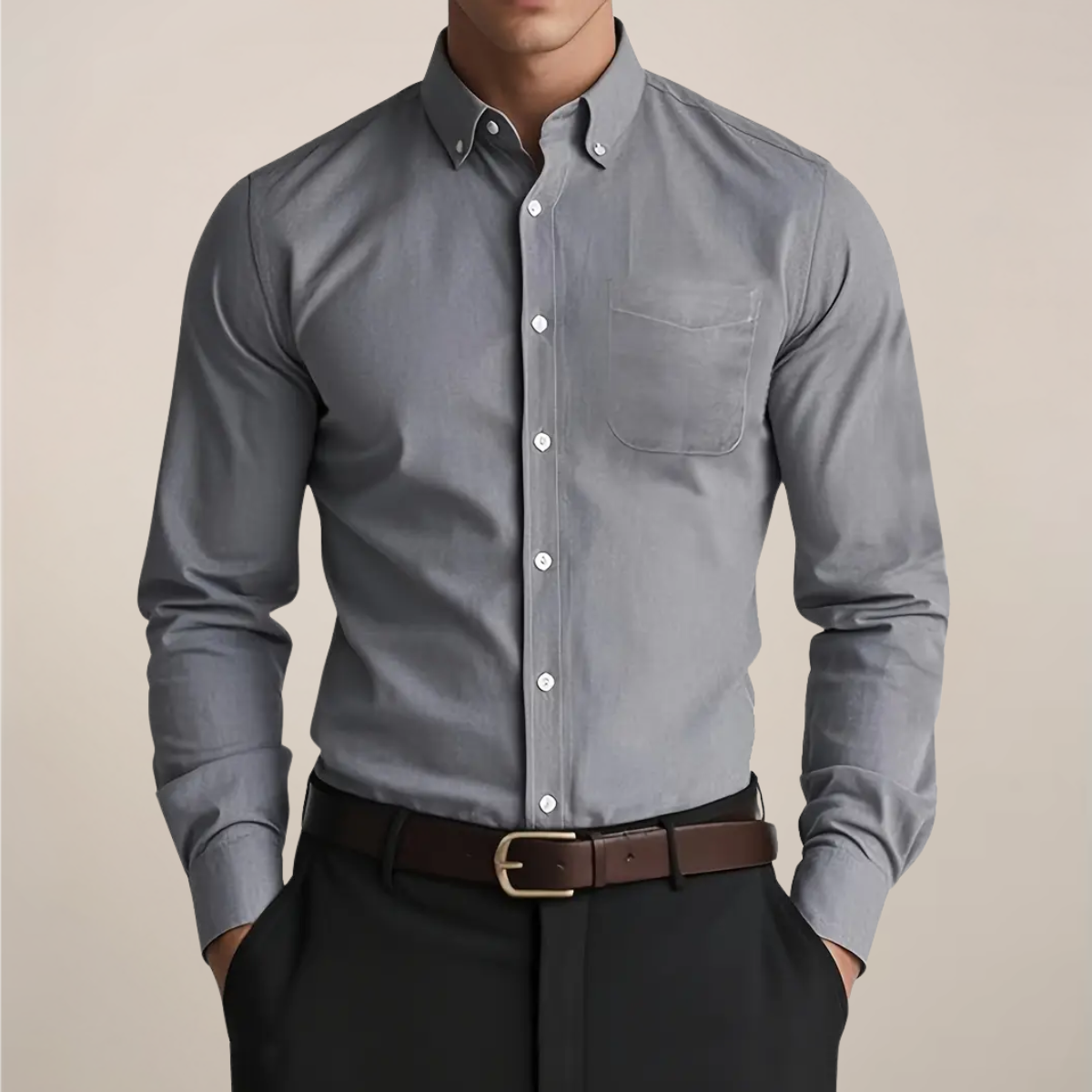 Casual Men's Button Down Long Sleeve Shirt