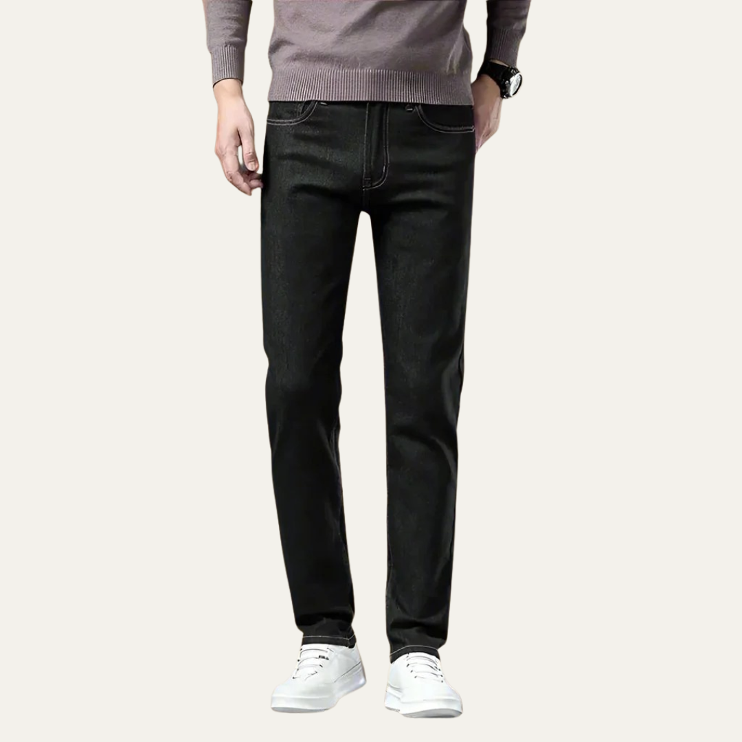 Comfortable Slim Fit Straight Leg Blue Jeans