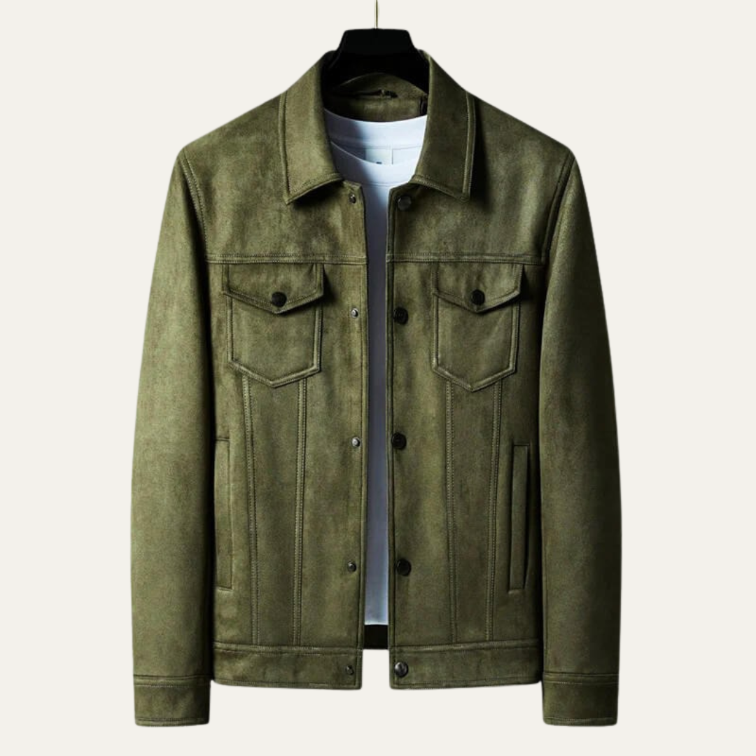 Classic Faux Leather Trucker Jacket for Men