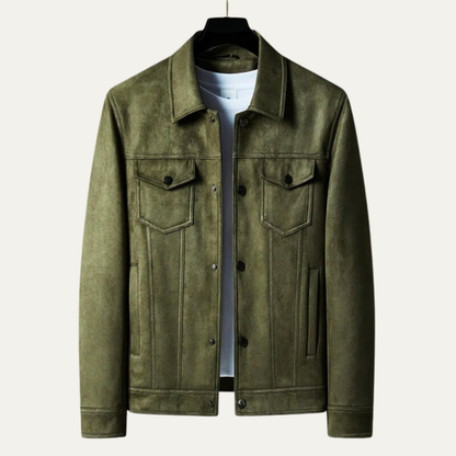 Classic Faux Leather Trucker Jacket for Men
