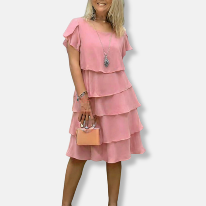 Flowy Tiered Ruffle Sleeve A-Line Dress