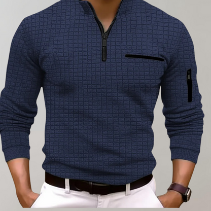 Men's Textured Zip Up Fleece Jacket