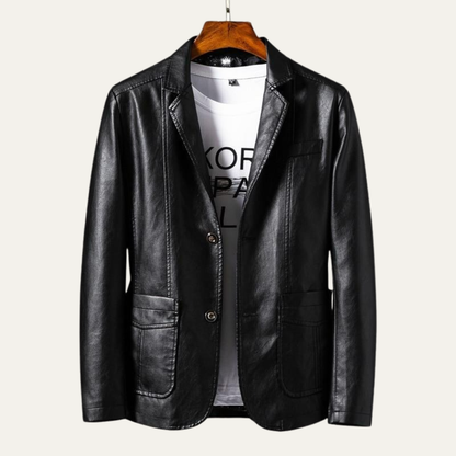 Men's Slim Fit Synthetic Leather Jacket