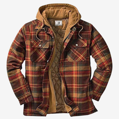 Warm Plaid Hooded Mens Jacket