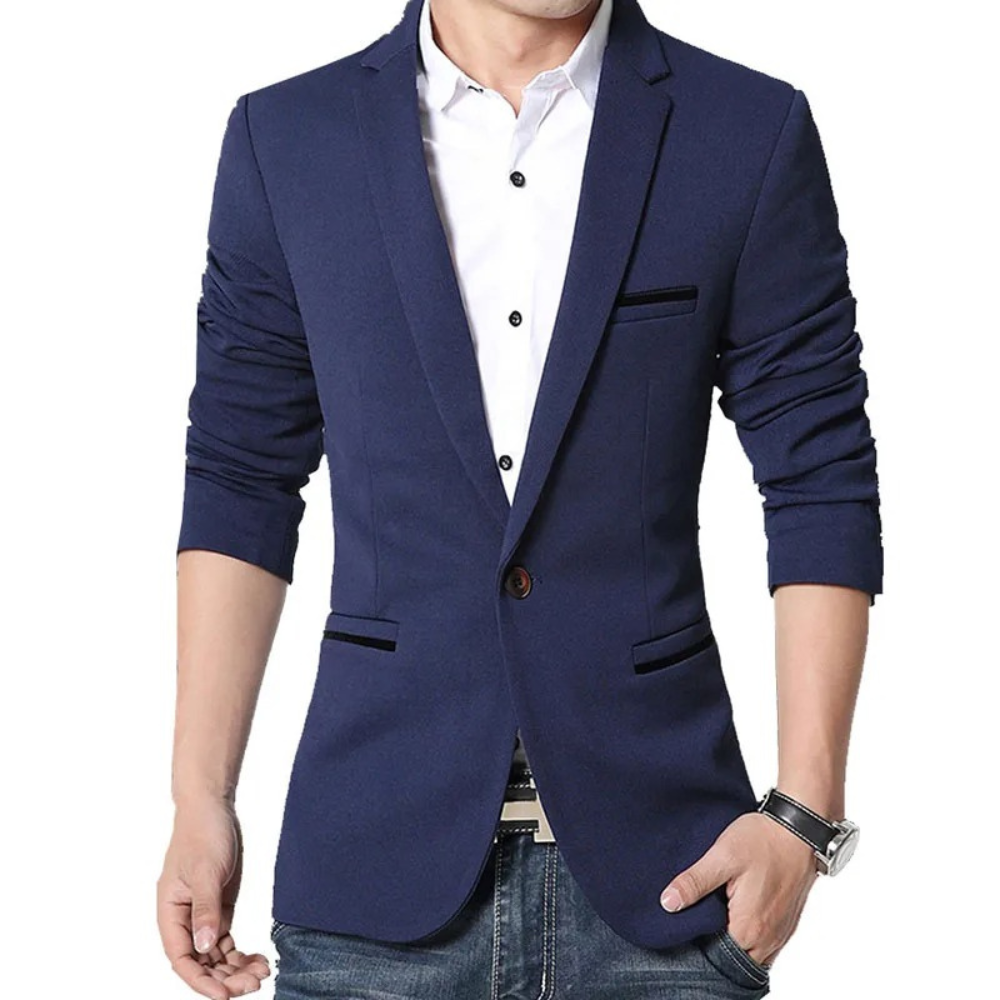 Simple Slim Fit Mens Blazer with Side Pockets