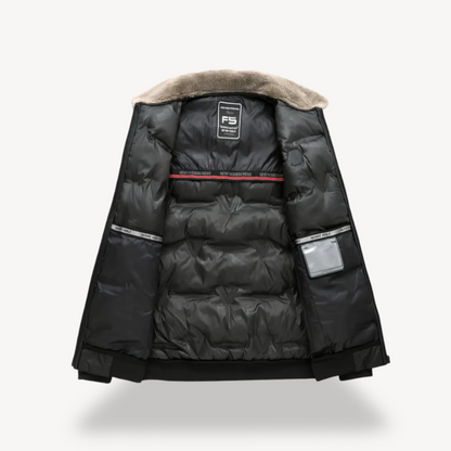 Warm Waterproof Mens Coat with Faux Fur Hood