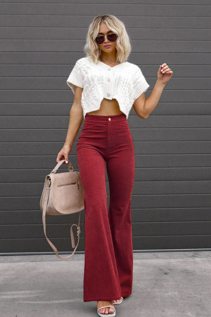 Luxurious High Waist Velvet Womens Pants