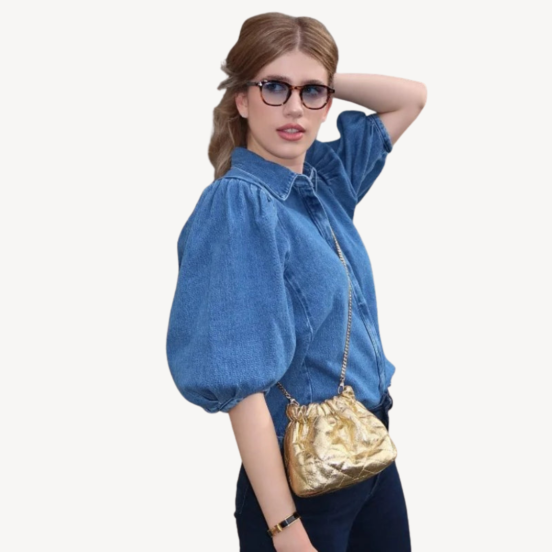 Casual Blue Bell Sleeve Top